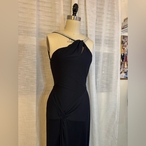 Vintage Black Cache Dress w/ Rhinestones - Picture 2 of 7